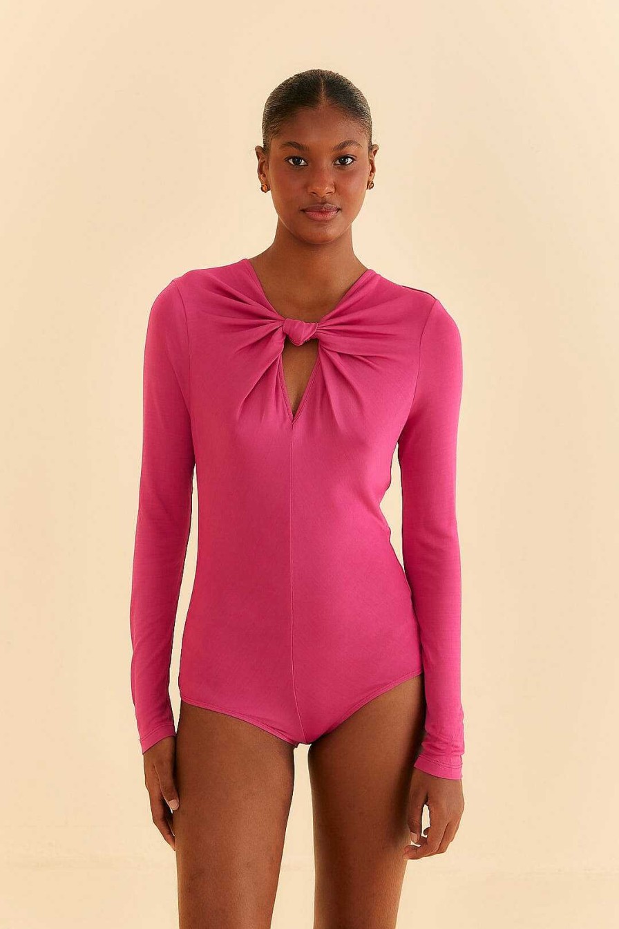 Tops, Shirts & Blouses FARM Rio | Pink Long Sleeve Bodysuit