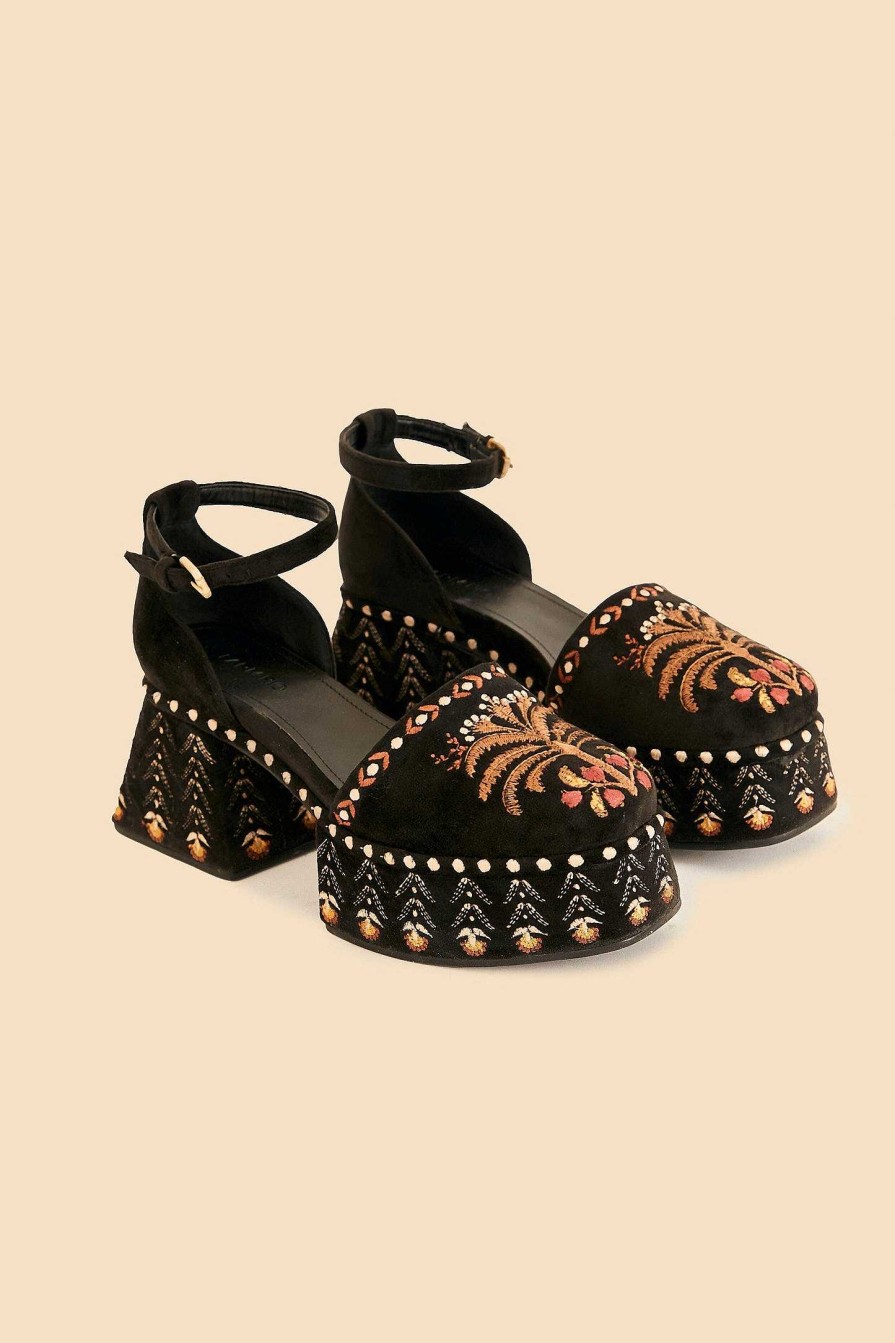 Shoes FARM Rio | Black Velvet High Sandal