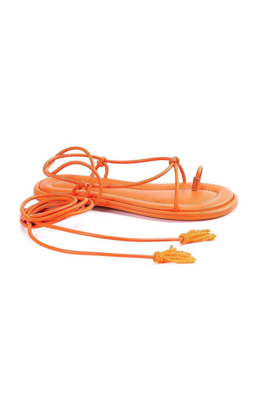 Shoes FARM Rio | Orange Lace Up Flat Sandal