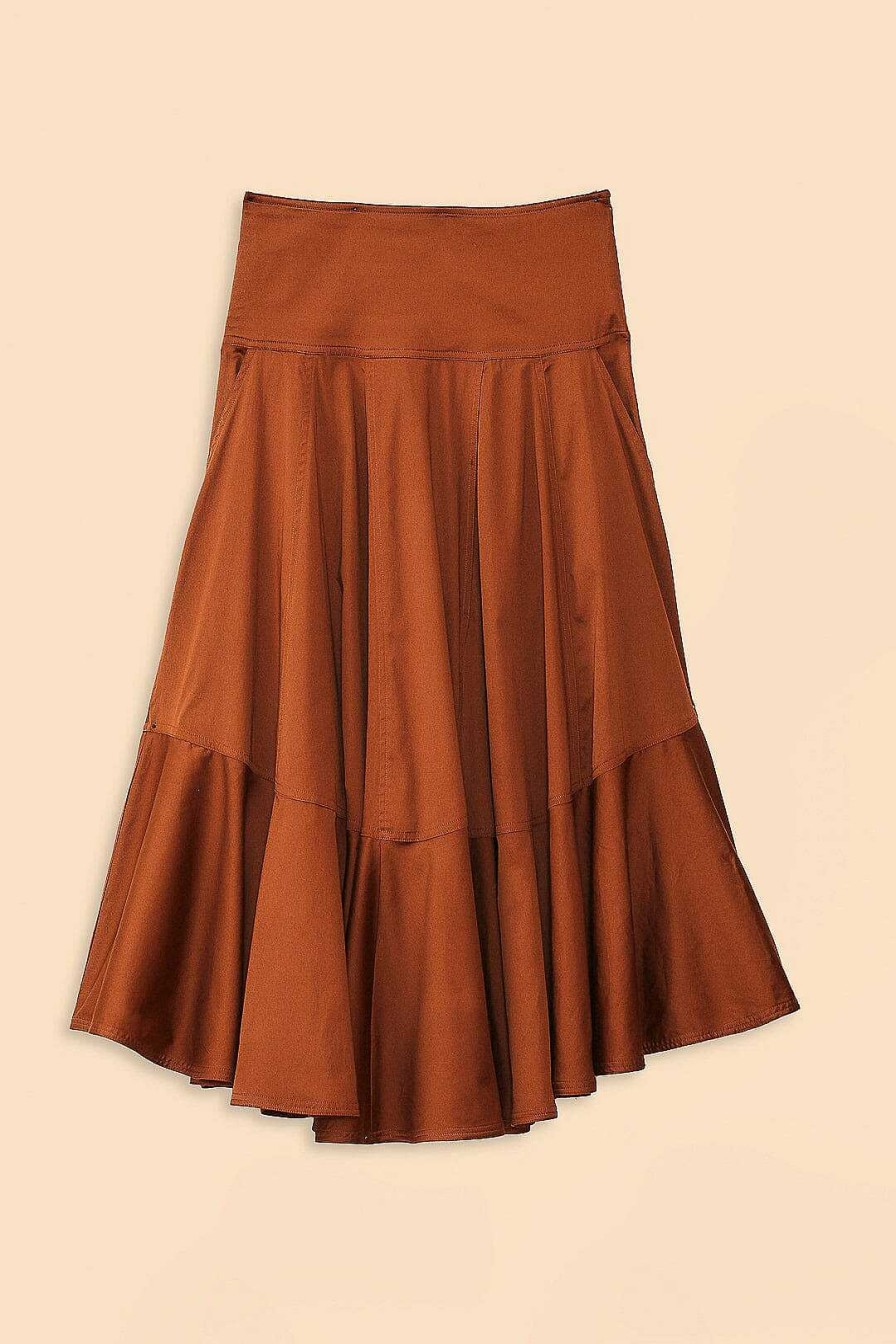 Bottoms FARM Rio | Caramel Ruffle Maxi Skirt