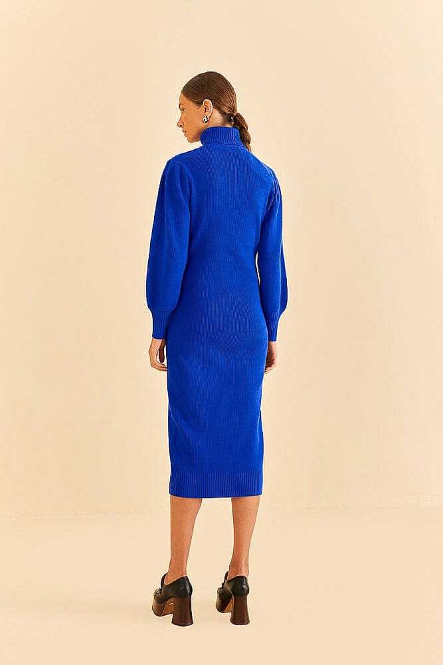 Dresses FARM Rio | Blue Heart Neckline Knit Dress