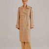 Outerwear FARM Rio | Khaki Pineapple Cotton Eyelet Trench Coat