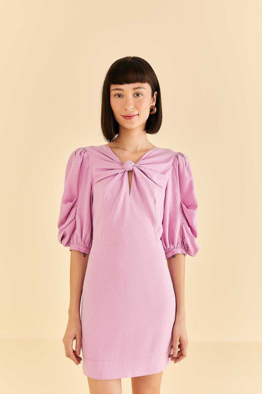 Dresses FARM Rio | Lilac Short Sleeve Mini Dress