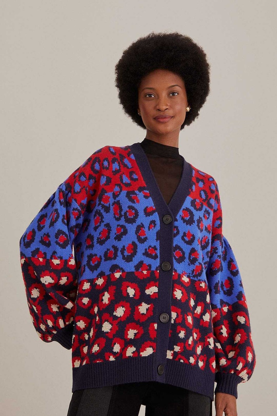 Knitwear FARM Rio | Mixed Leopards Knit Cardigan