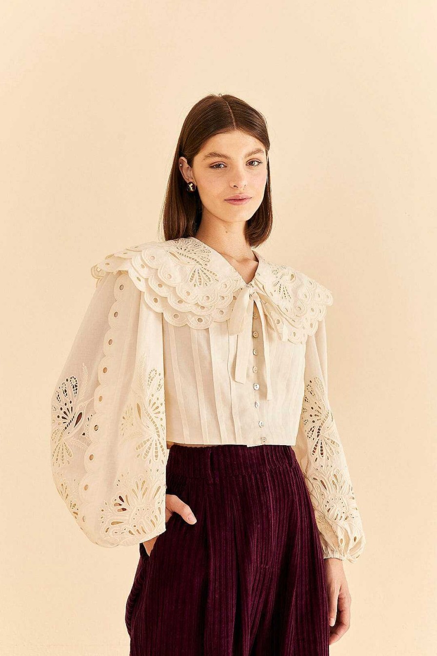 Tops, Shirts & Blouses FARM Rio | Off-White Richelieu Big Collar Blouse