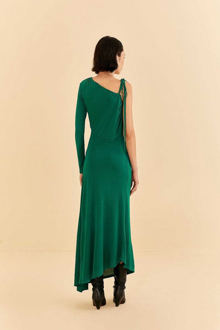 Dresses FARM Rio | Emerald One Shoulder Midi Dress