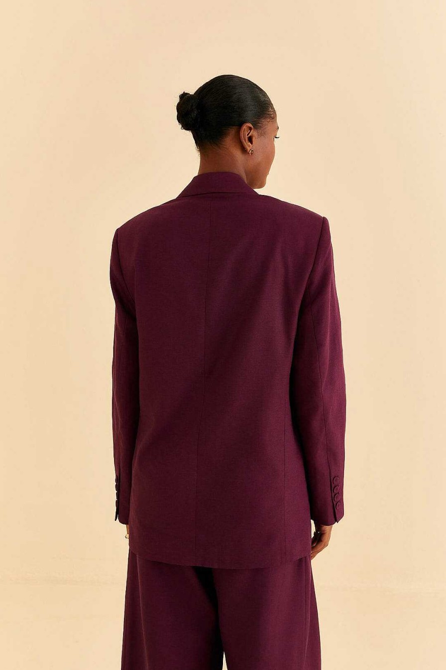 Outerwear FARM Rio | Burgundy Straight Blazer