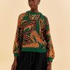 Knitwear FARM Rio | Green Croco Knit Sweater