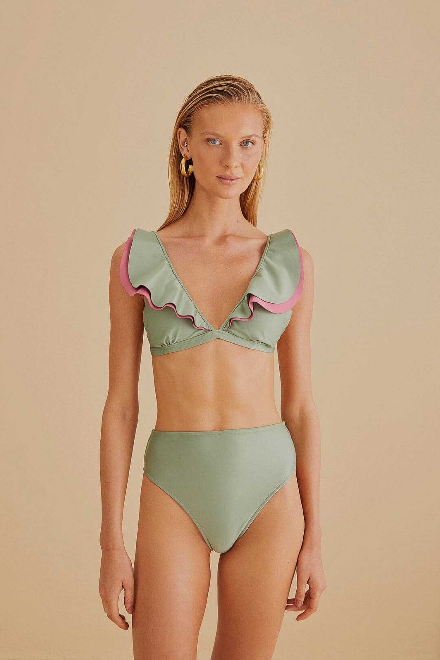 Swimwear FARM Rio | Green High Waisted Bikini Bottom