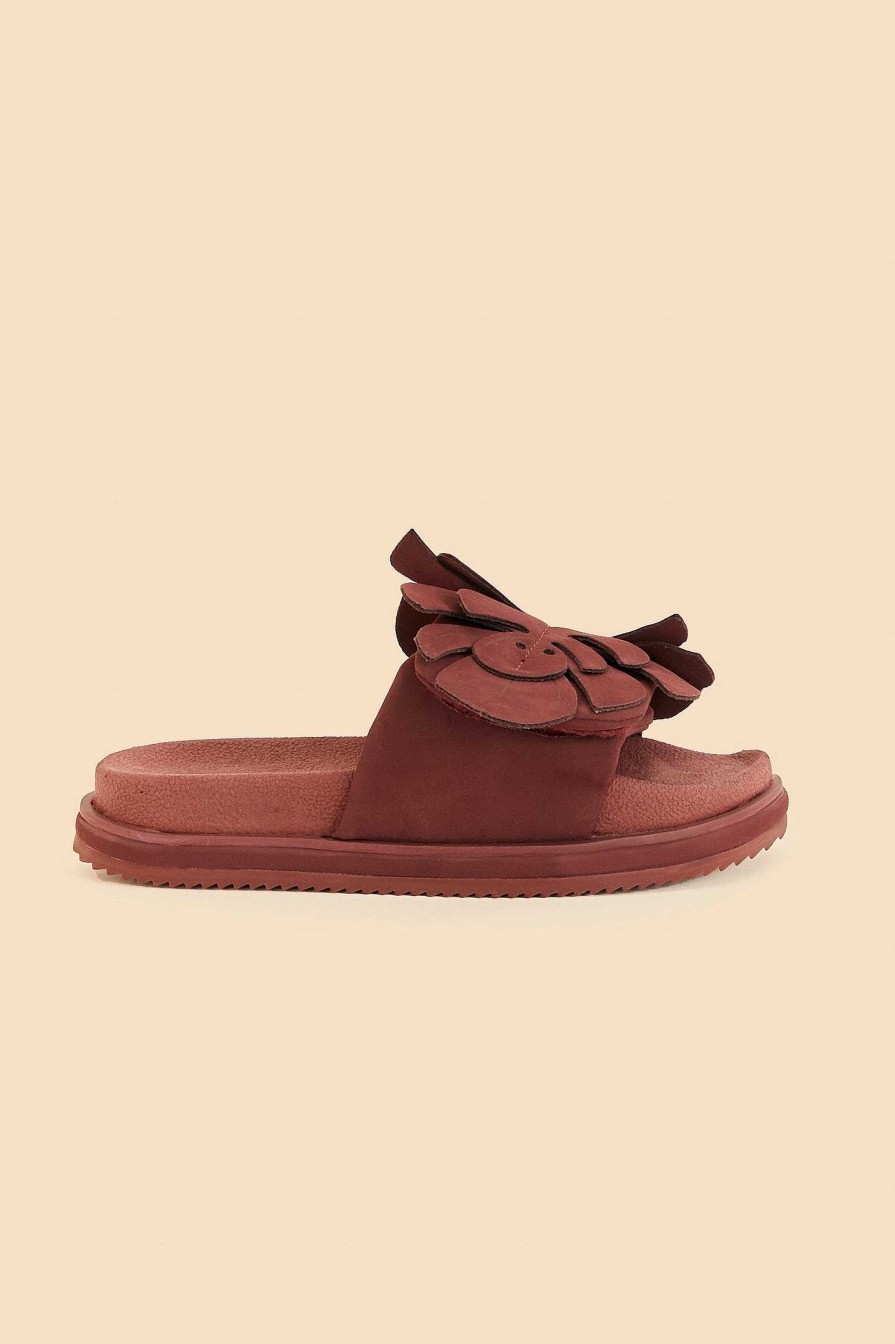 Shoes FARM Rio | Wine Monstera Anatomic Slide Sandal