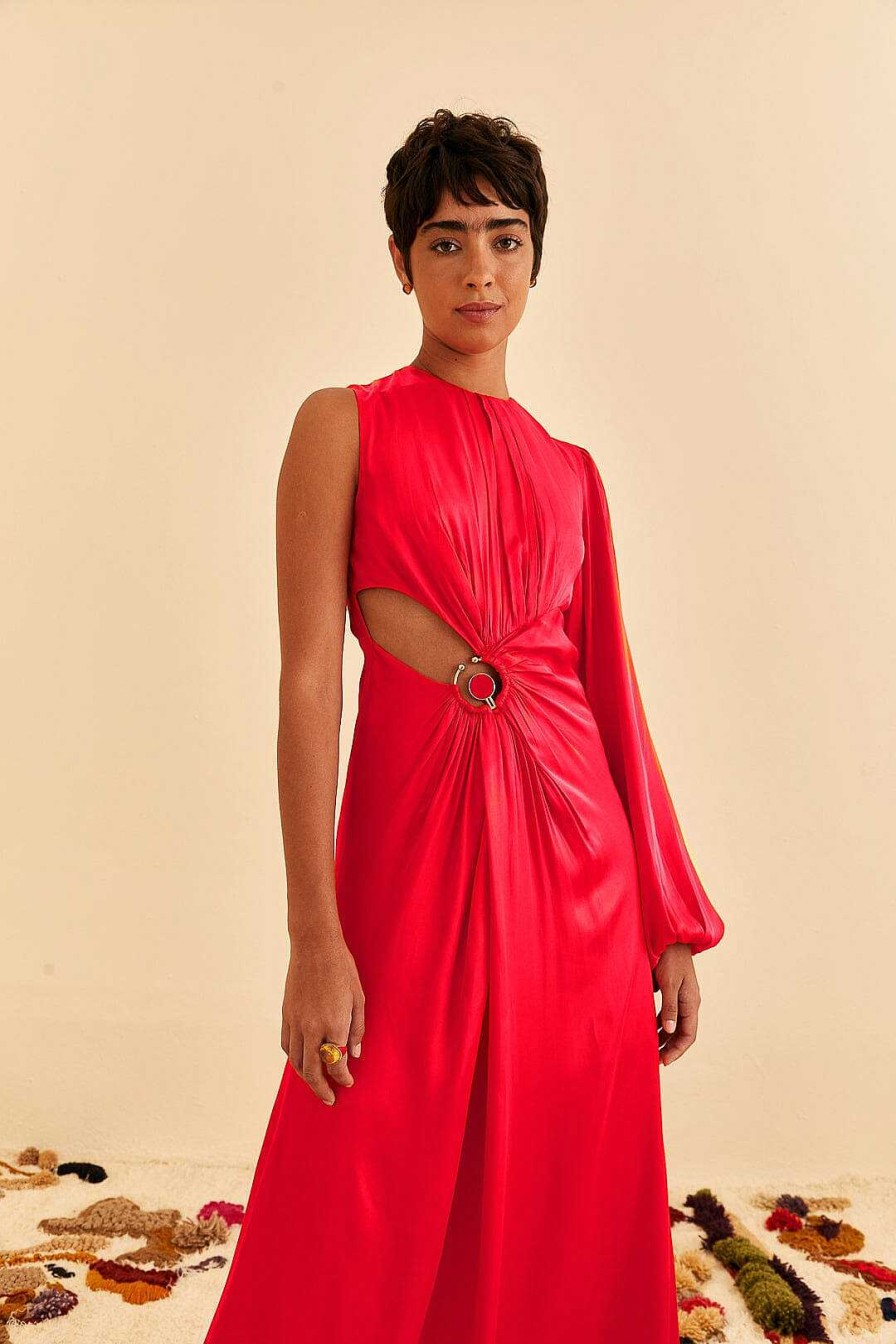 Dresses FARM Rio | Red One Shoulder Maxi Dress