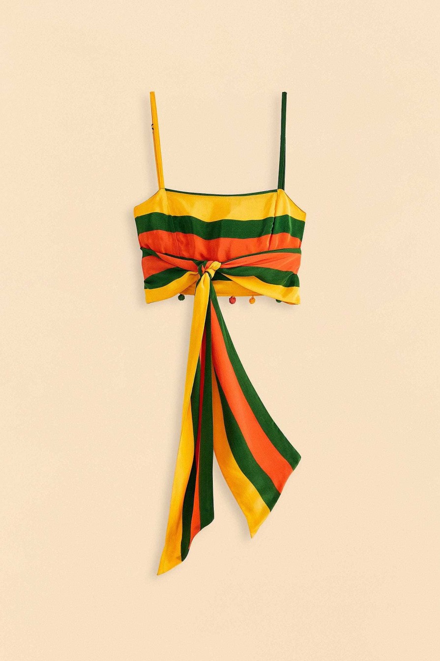 Tops, Shirts & Blouses FARM Rio | Yellow, Green & Red Striped Crop Top