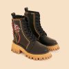 Shoes FARM Rio | Black Embroidered Mid Boot