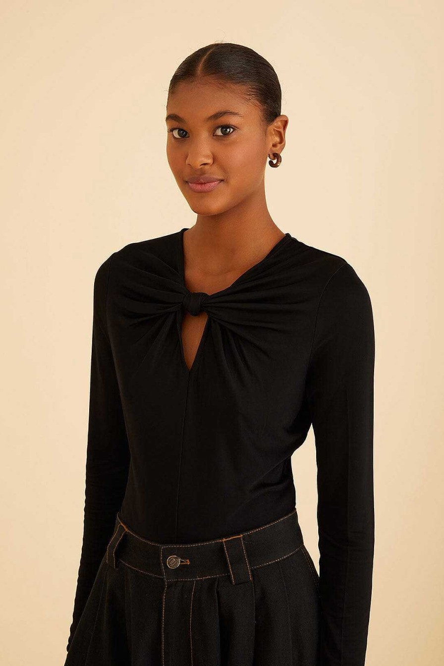 Tops, Shirts & Blouses FARM Rio | Black Long Sleeve Bodysuit