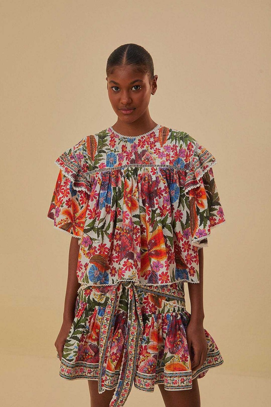 Bottoms FARM Rio | Off-White Tropical Yard Mini Skirt