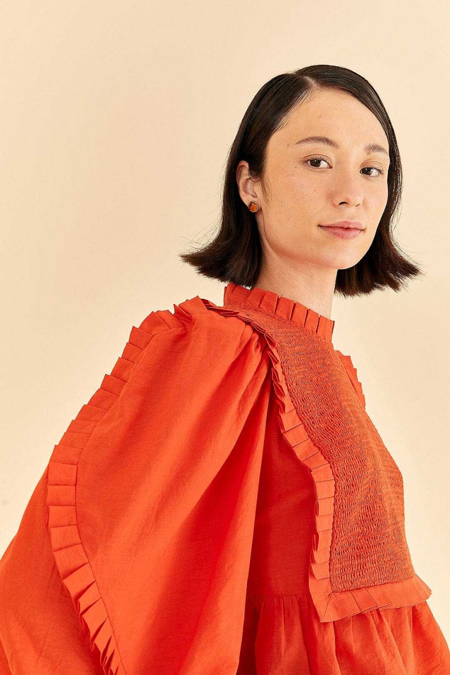 Tops, Shirts & Blouses FARM Rio | Orange Smocked Blouse