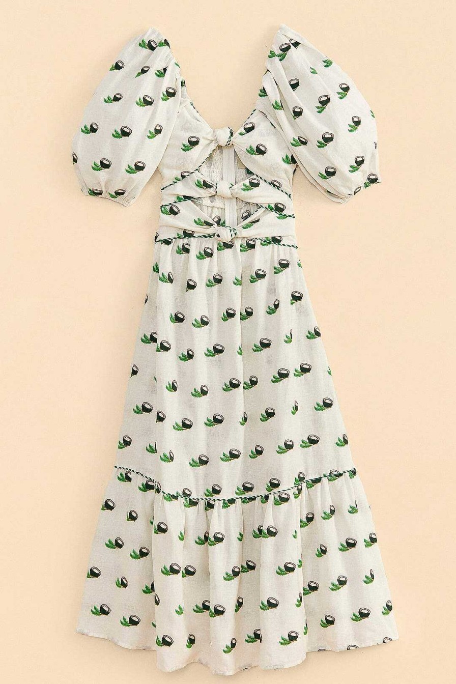 Dresses FARM Rio | Cross Stitch Coconut Embroidered Midi Dress