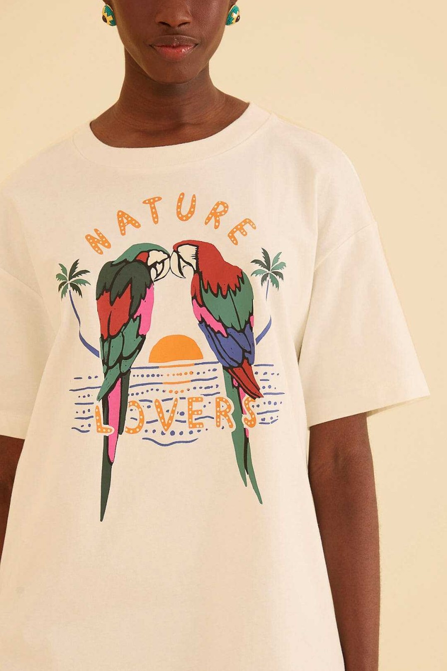 Tops, Shirts & Blouses FARM Rio | Off-White Nature Lovers Organic Cotton Relaxed T-Shirt