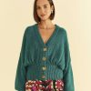 Knitwear FARM Rio | Emerald Bubble Knit Cardigan