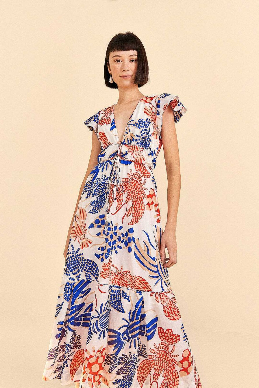 Dresses FARM Rio | Off-White Mixed Lobsters Midi Dress