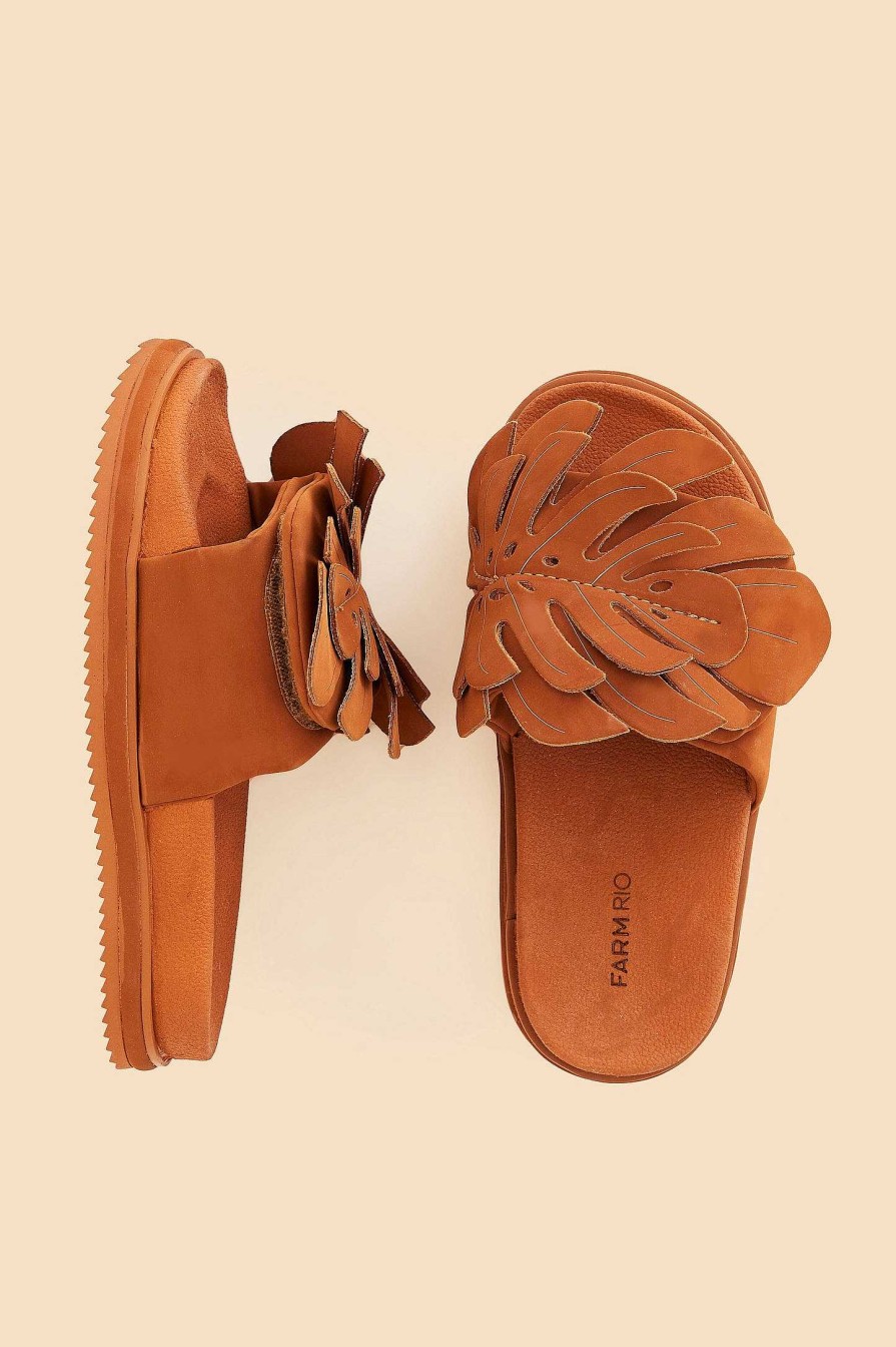 Shoes FARM Rio | Caramel Monstera Anatomic Slide Sandal