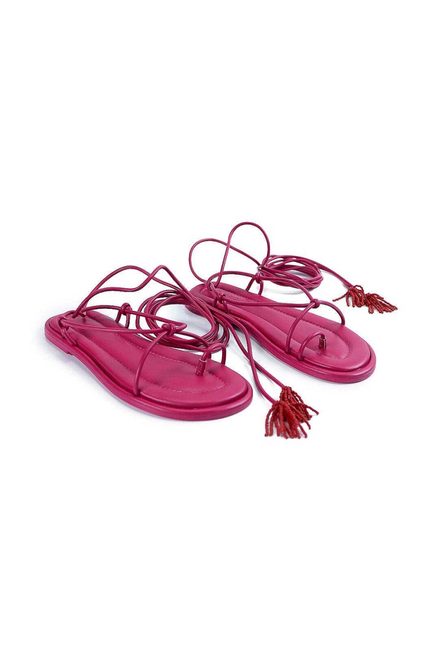 Shoes FARM Rio | Pink Lace Up Flat Sandal