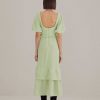 Dresses FARM Rio | Soft Green Short Sleeve Midi Dress