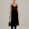 Dresses FARM Rio | Black Richelieu Velvet Slip Dress