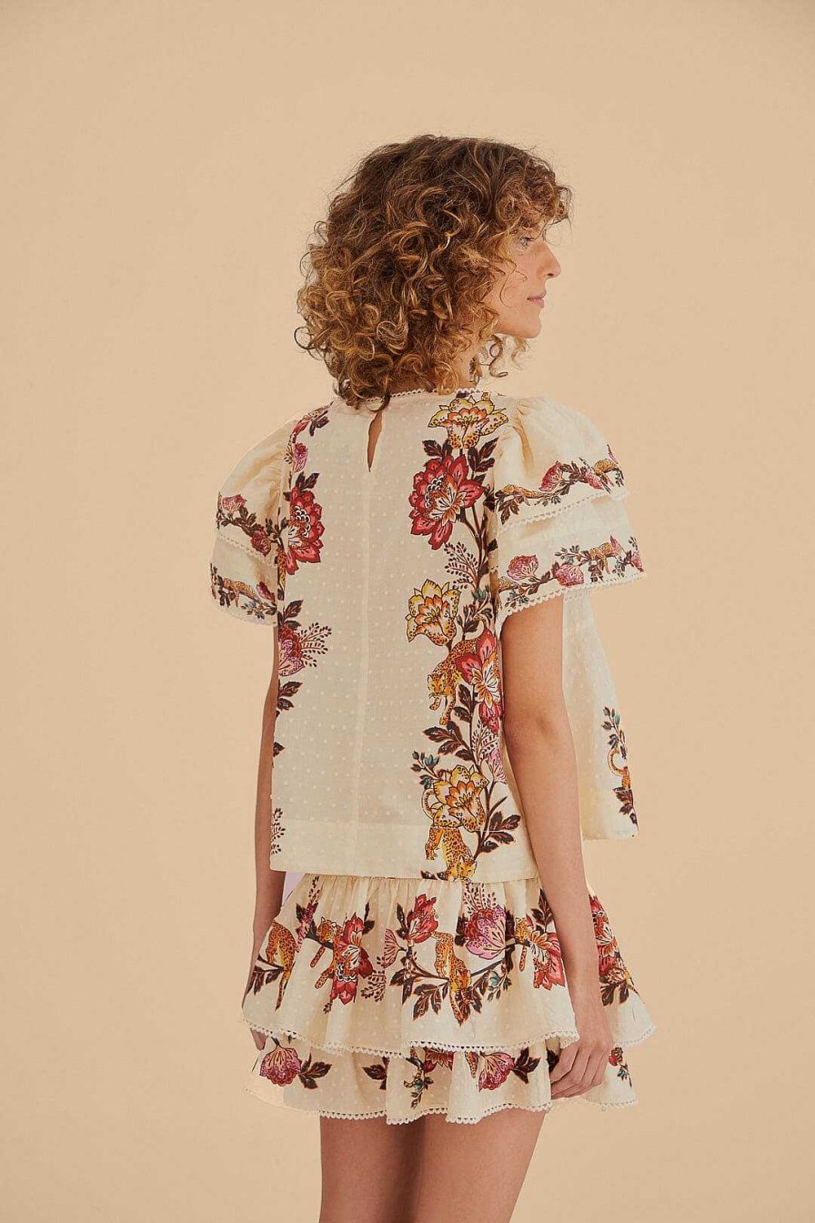 Tops, Shirts & Blouses FARM Rio | Sand Leopard Flowers Blouse