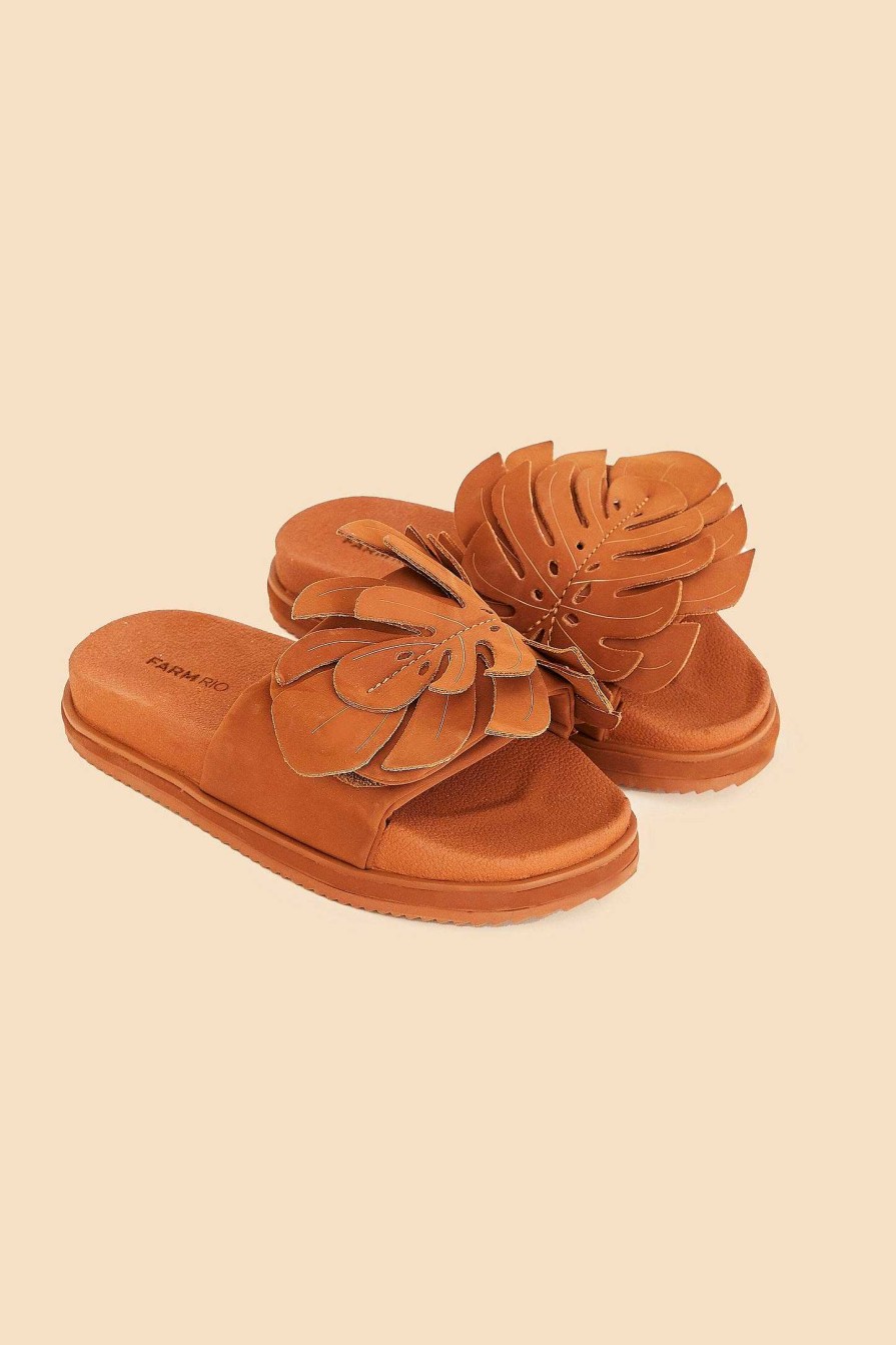 Shoes FARM Rio | Caramel Monstera Anatomic Slide Sandal