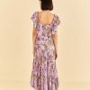 Dresses FARM Rio | Lilac Floral Monkey Short Sleeve Maxi Dress