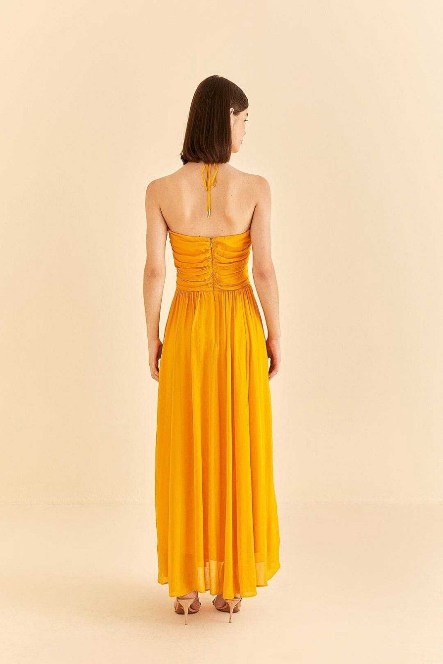 Dresses FARM Rio | Yellow Sleeveless Maxi Dress With Sun Buckle