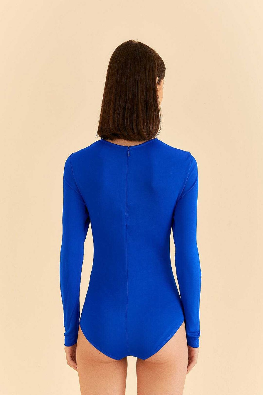 Tops, Shirts & Blouses FARM Rio | Bright Blue Long Sleeve Bodysuit