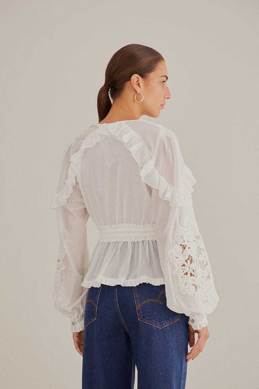 Tops, Shirts & Blouses FARM Rio | Off-White V Neck Blouse