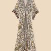 Dresses FARM Rio | Silver Floral Tapestry Maxi Dress