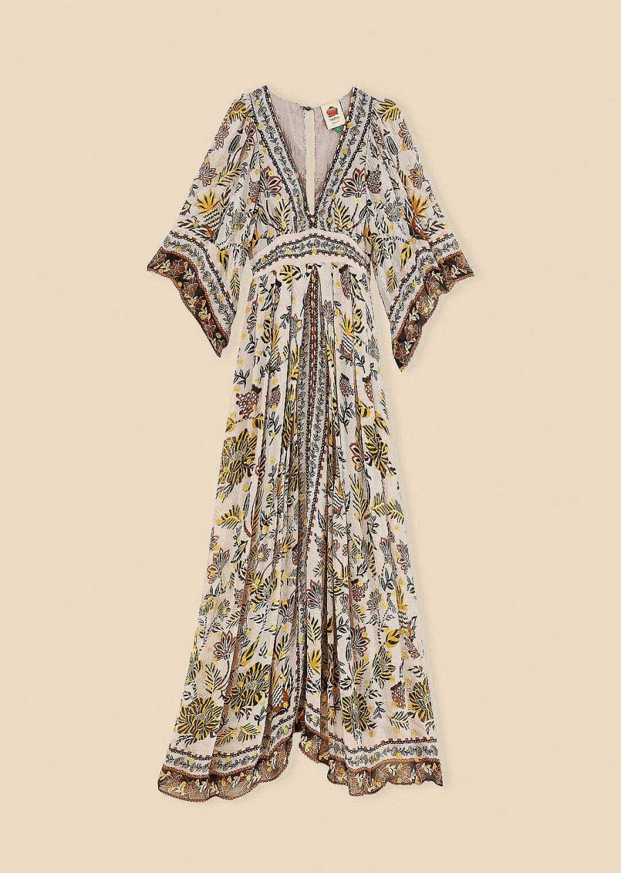 Dresses FARM Rio | Silver Floral Tapestry Maxi Dress