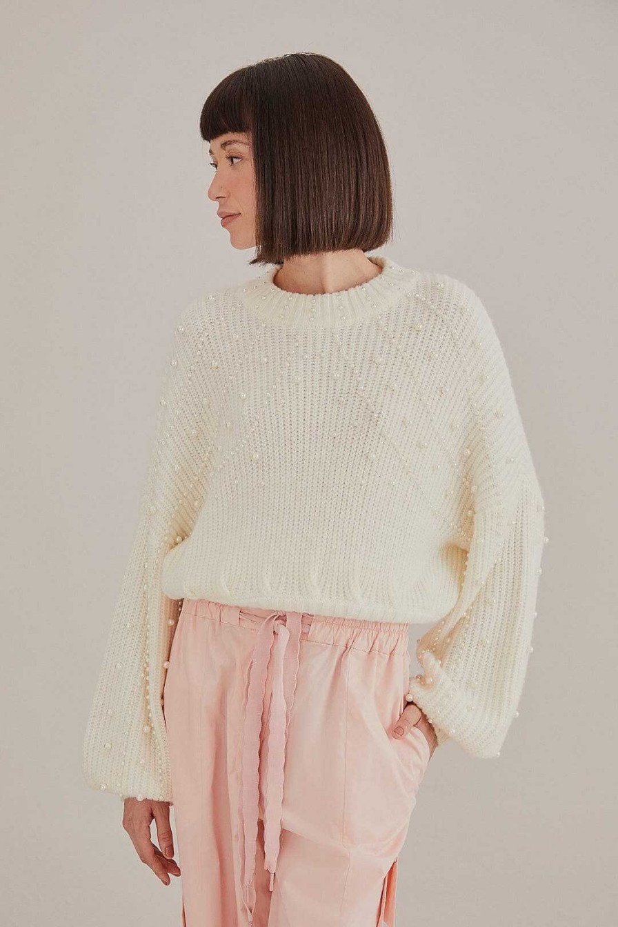 Knitwear FARM Rio | Pearl Embroidered Bubble Sweater