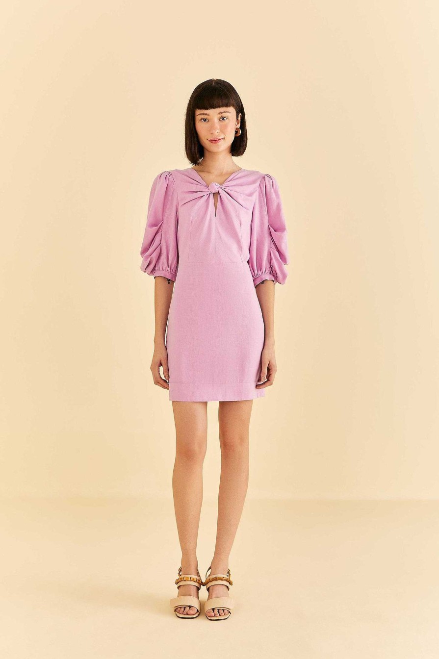 Dresses FARM Rio | Lilac Short Sleeve Mini Dress