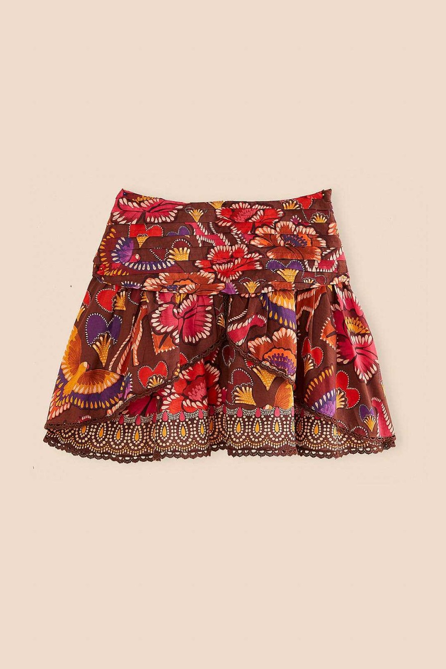 Bottoms FARM Rio | Brown Bright Flora Mini Skirt