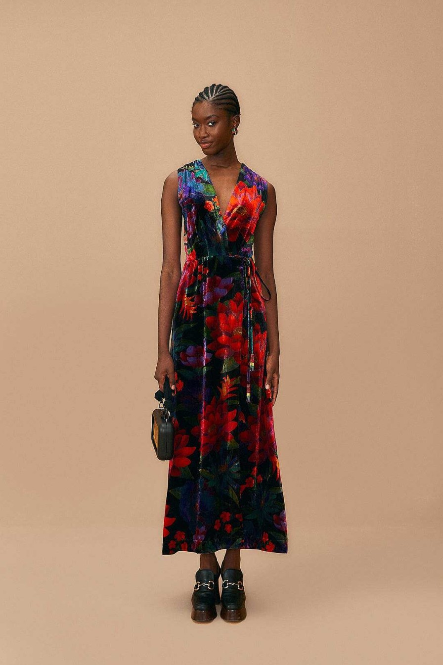 Dresses FARM Rio | Black Flower Season Maxi Wrap Dress