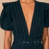 Jumpsuits & Rompers FARM Rio | Black Pleated Short Sleeve Jumpsuit