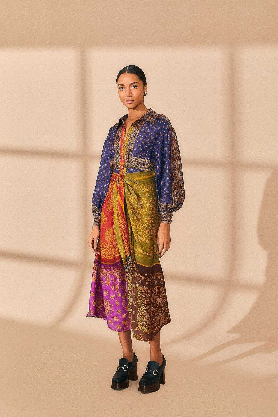 Dresses FARM Rio | Multicolor Bandana Dream Midi Shirtdress