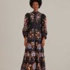 Dresses FARM Rio | Black Winter Garden Long Sleeve Maxi Dress