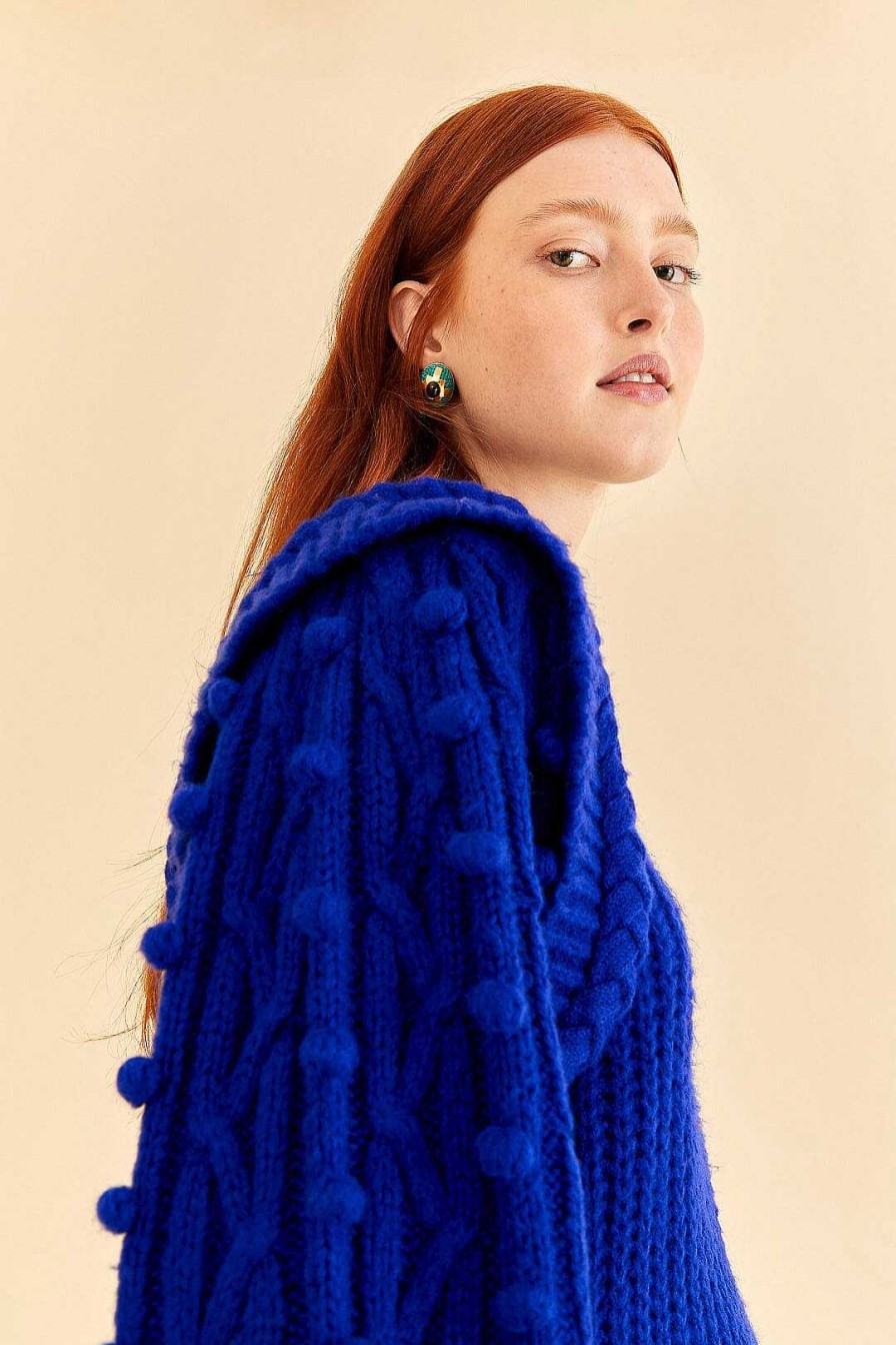 Knitwear FARM Rio | Blue Braided Sweater