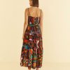 Dresses FARM Rio | Multicolor Tropical Shapes Sleeveless Midi Dress