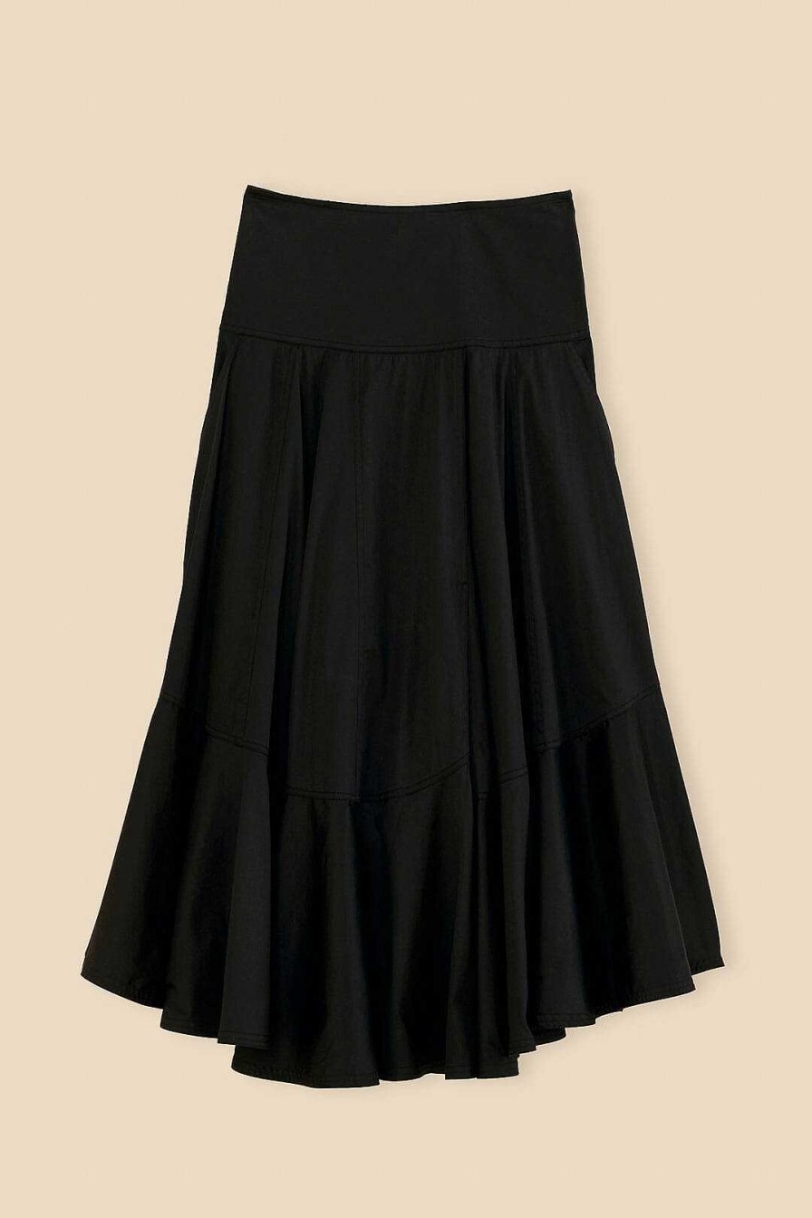 Bottoms FARM Rio | Black Ruffle Maxi Skirt