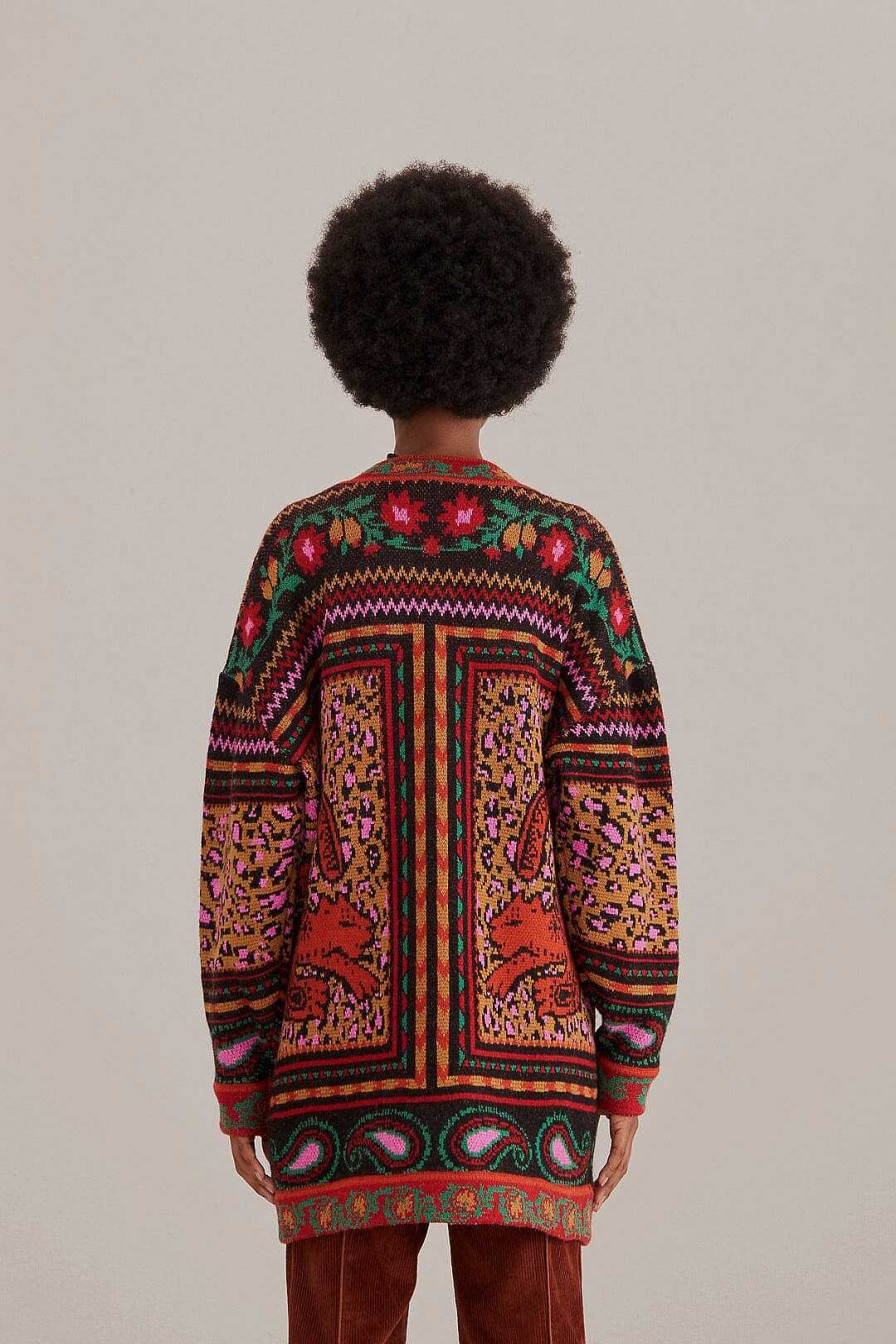 Knitwear FARM Rio | Mixed Tapestry Prints Knit Cardigan