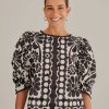 Tops, Shirts & Blouses FARM Rio | Black Palermo Puff Sleeve Blouse