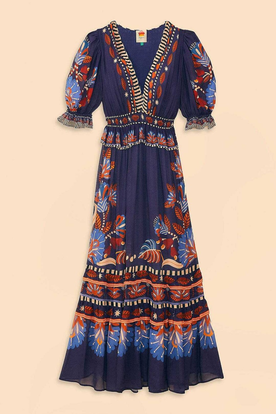 Dresses FARM Rio | Blue Nature Beauty Short Sleeve Maxi Dress