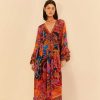 Dresses FARM Rio | Vintage Wave Long Sleeve Maxi Dress